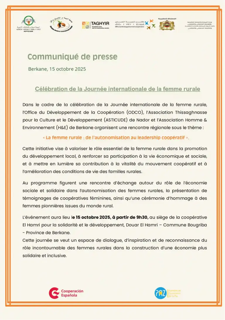 COMMUNIQUÉ DE PRESSE: Célébration de la Journée internationale de la femme rurale